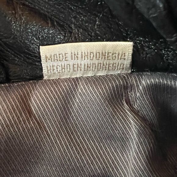 Perry Ellis Black Leather Jacket with Quilted Lining Men’s Large - Picture 4 of 11